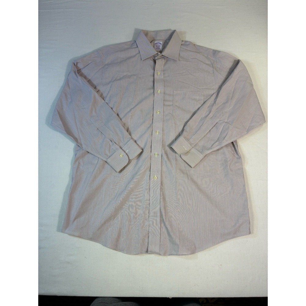 Brooks‎ Brothers Mens 17-33 Non-Iron Supima Cotton Striped Dress Shirt Regular
